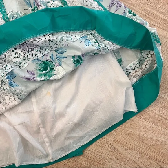 Vintage 1970’s Carefree Fashions floral and lace square dancing skirt