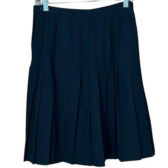 Vintage 80/90s Ann Freedberg Black Pleated Wool Skirt