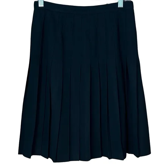 Vintage 80/90s Ann Freedberg Black Pleated Wool Skirt