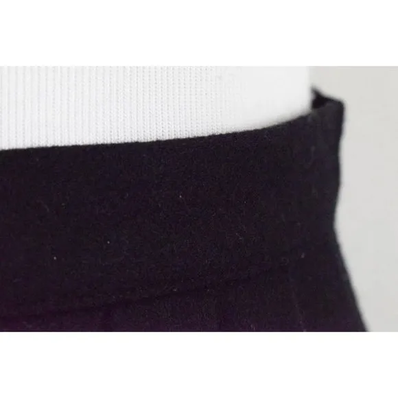 Vintage 80s Wool Black Midi Skirt size 10 | 28 waist