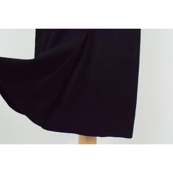 Vintage 80s Wool Black Midi Skirt size 10 | 28 waist