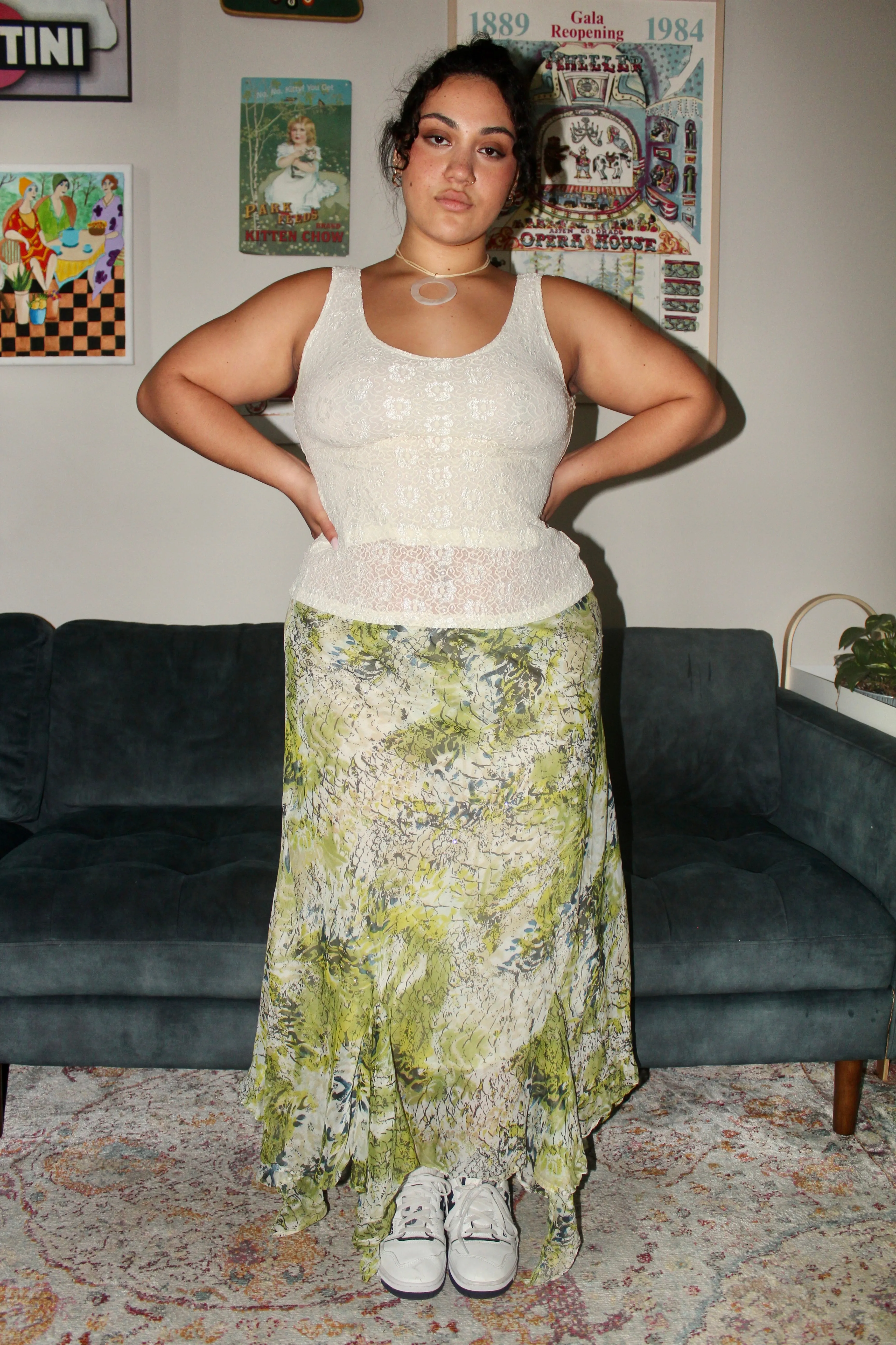 Vintage 90s Asymmetrical Fairy Midi Skirt (L)