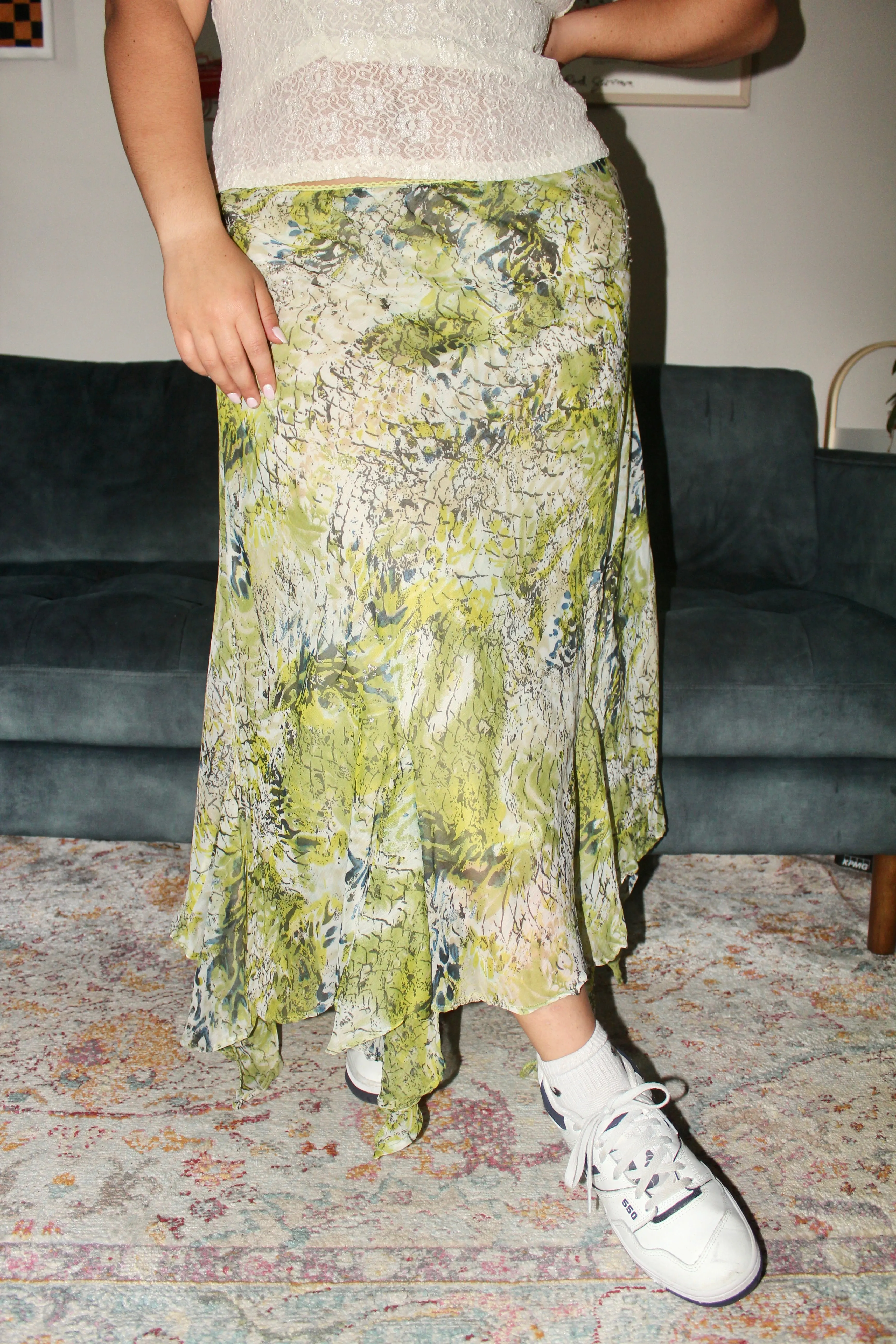 Vintage 90s Asymmetrical Fairy Midi Skirt (L)