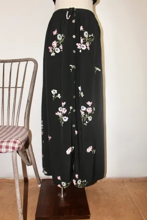 Vintage 90s Floral Button Up Midi Skirt (XS-S)