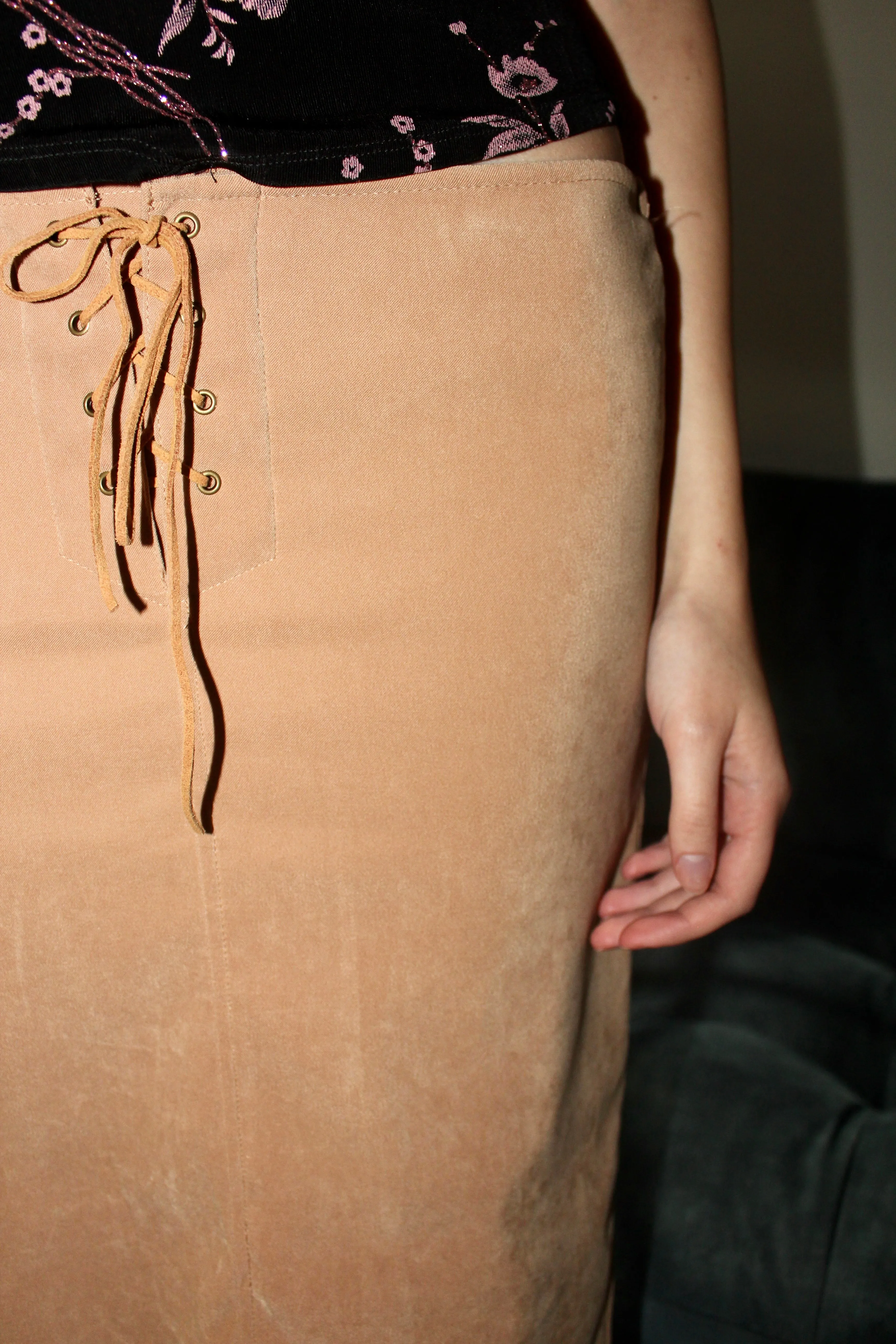Vintage 90s Lace Up Midi Skirt (S)