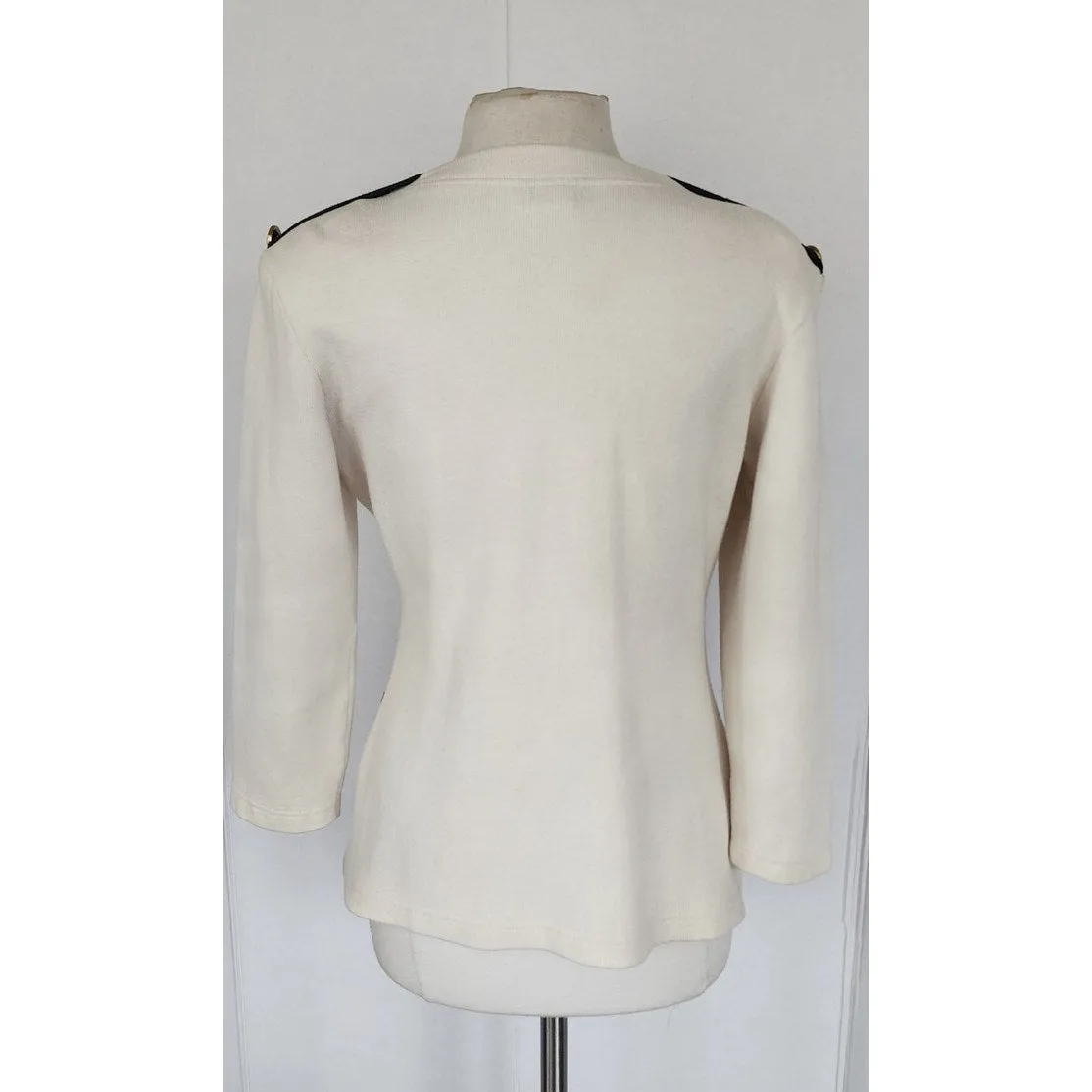 Vintage 90s Military Jacket Cream Knit Gold Buttons Necessary Objects