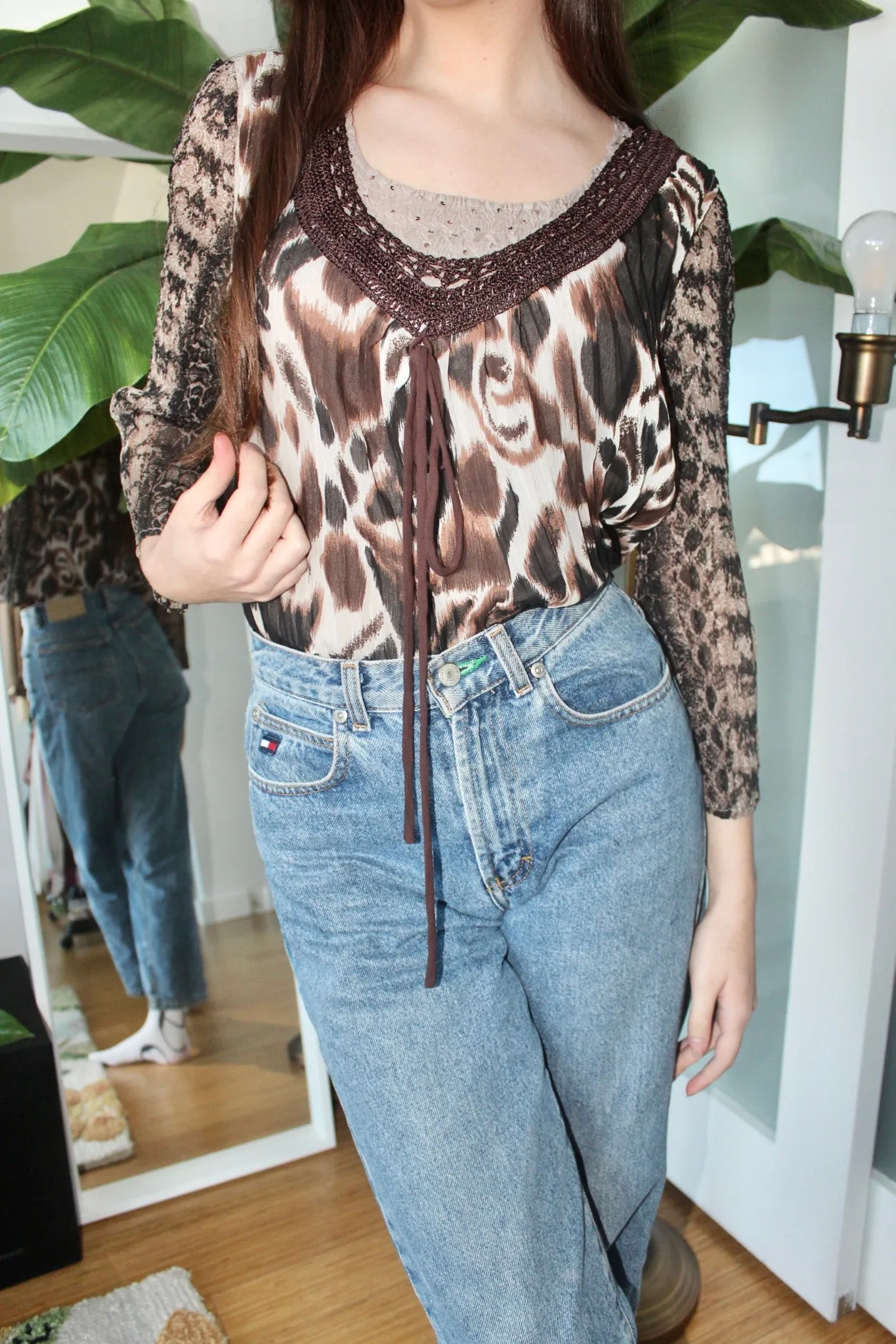 Vintage 90s Mixed Media Blouse (M)