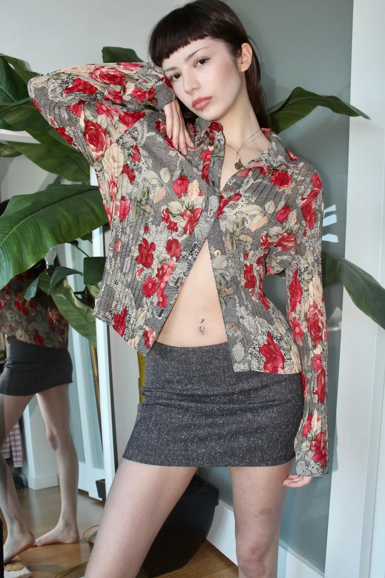 Vintage 90s Pleated Floral Blouse (M)
