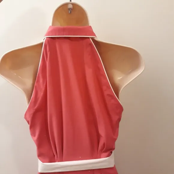 Vintage Act I New York Sleeveless Cutaway Dress Pink with Piping