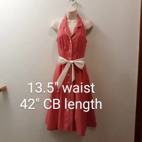 Vintage Act I New York Sleeveless Cutaway Dress Pink with Piping