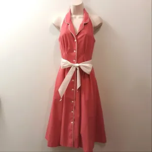 Vintage Act I New York Sleeveless Cutaway Dress Pink with Piping