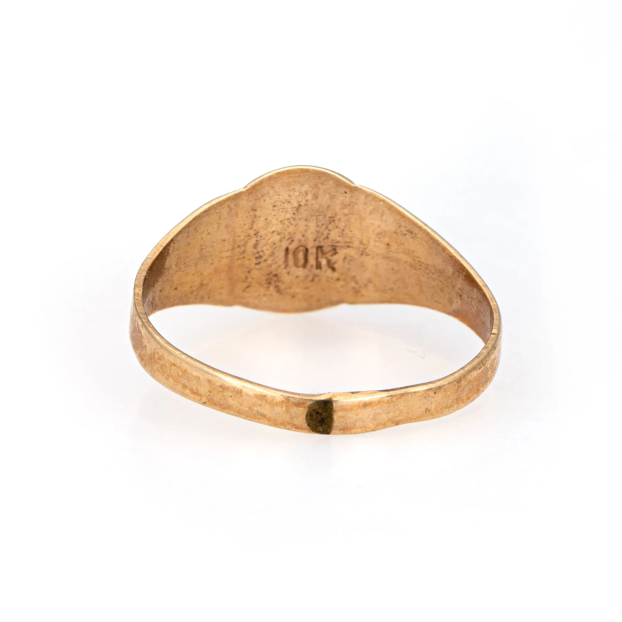 Vintage Art Deco Baby Ring Letter G Signet 10k Yellow Gold Filigree Tiny Midi