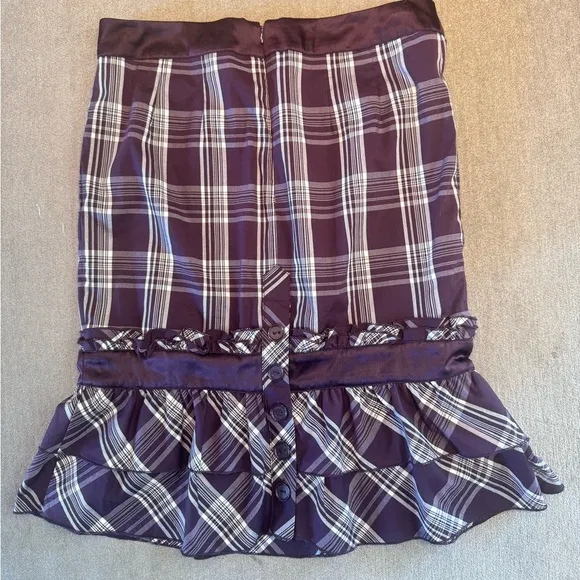 Vintage Bebe Y2K Plaid Ruffled Midi Skirt