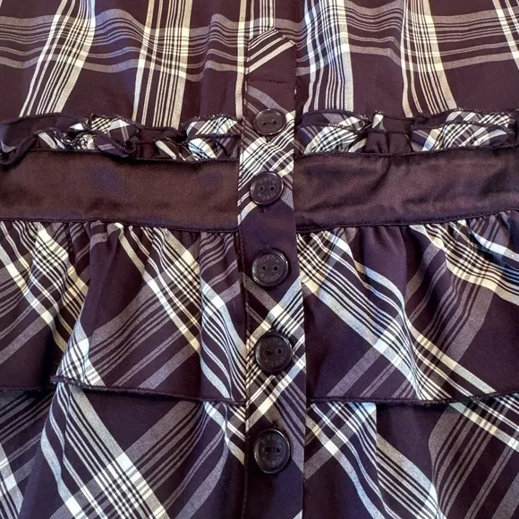 Vintage Bebe Y2K Plaid Ruffled Midi Skirt
