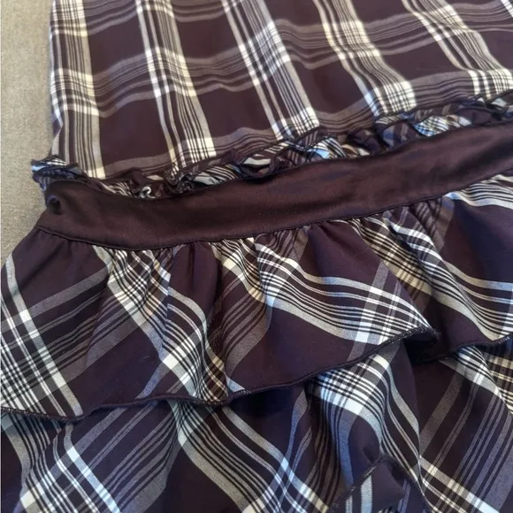 Vintage Bebe Y2K Plaid Ruffled Midi Skirt