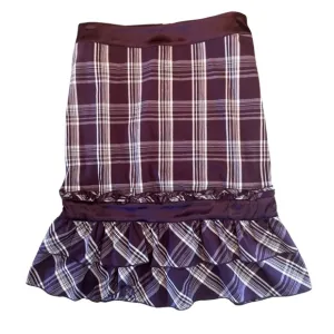 Vintage Bebe Y2K Plaid Ruffled Midi Skirt