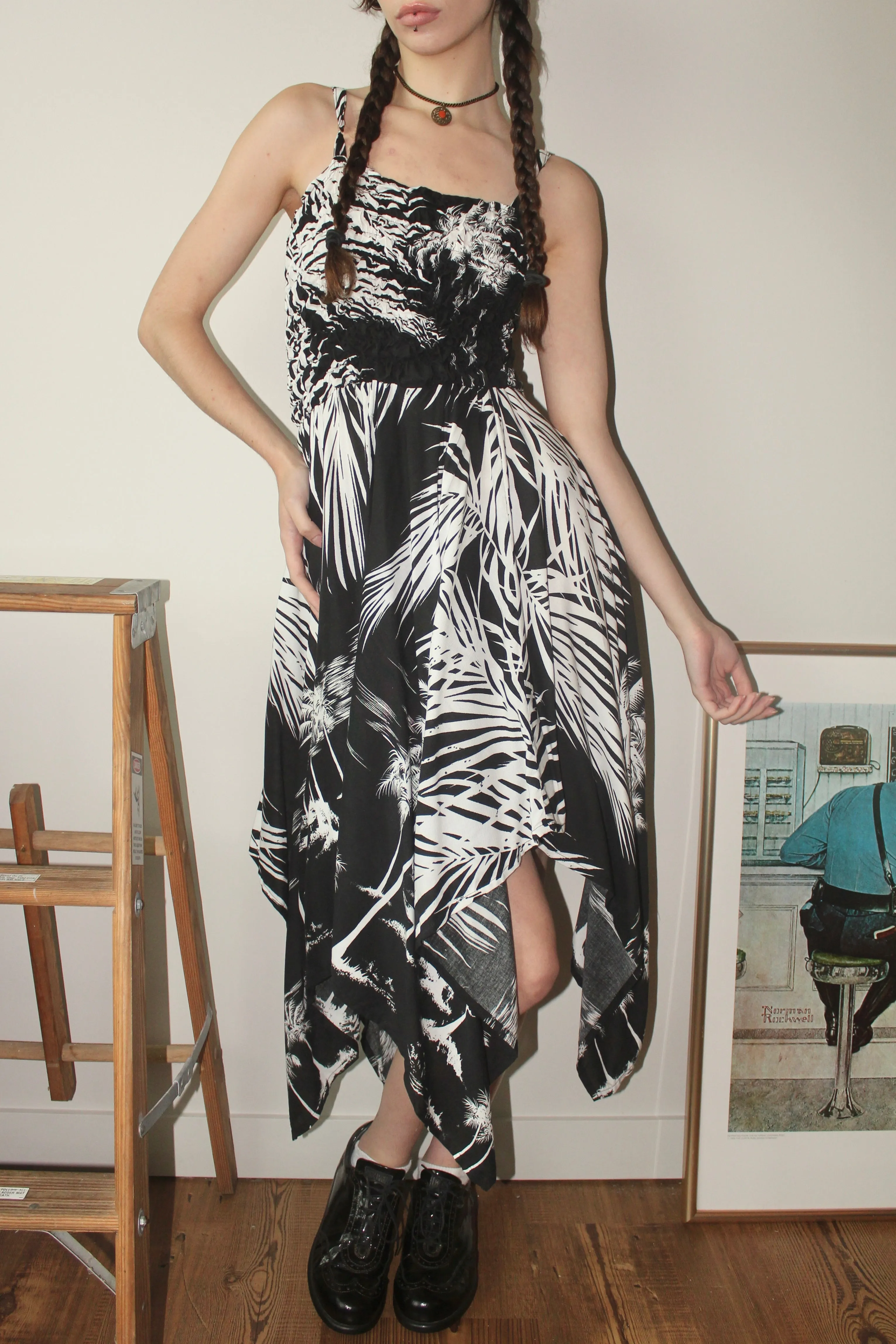 Vintage Boho Beach Midi Dress (S)