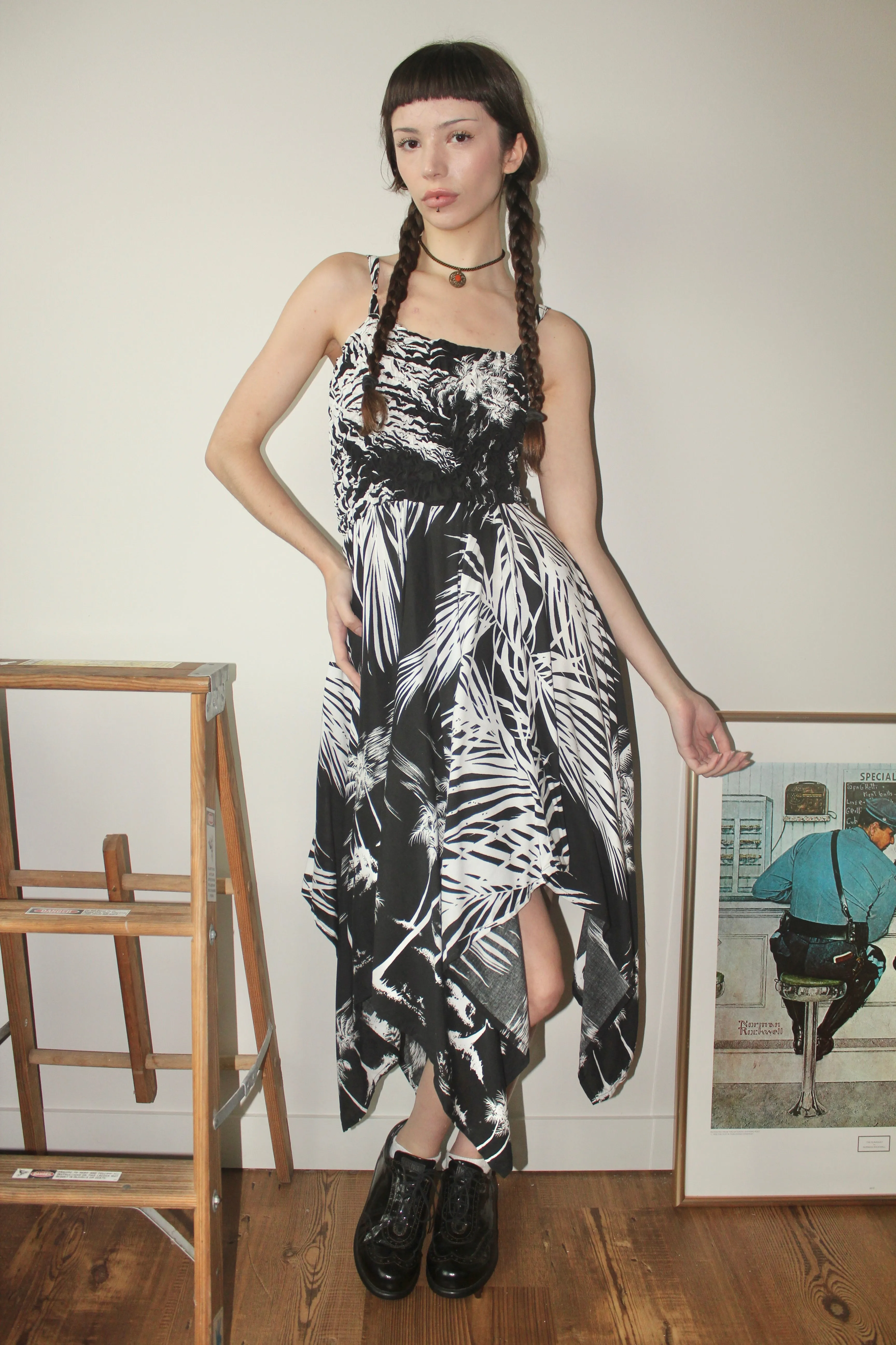 Vintage Boho Beach Midi Dress (S)