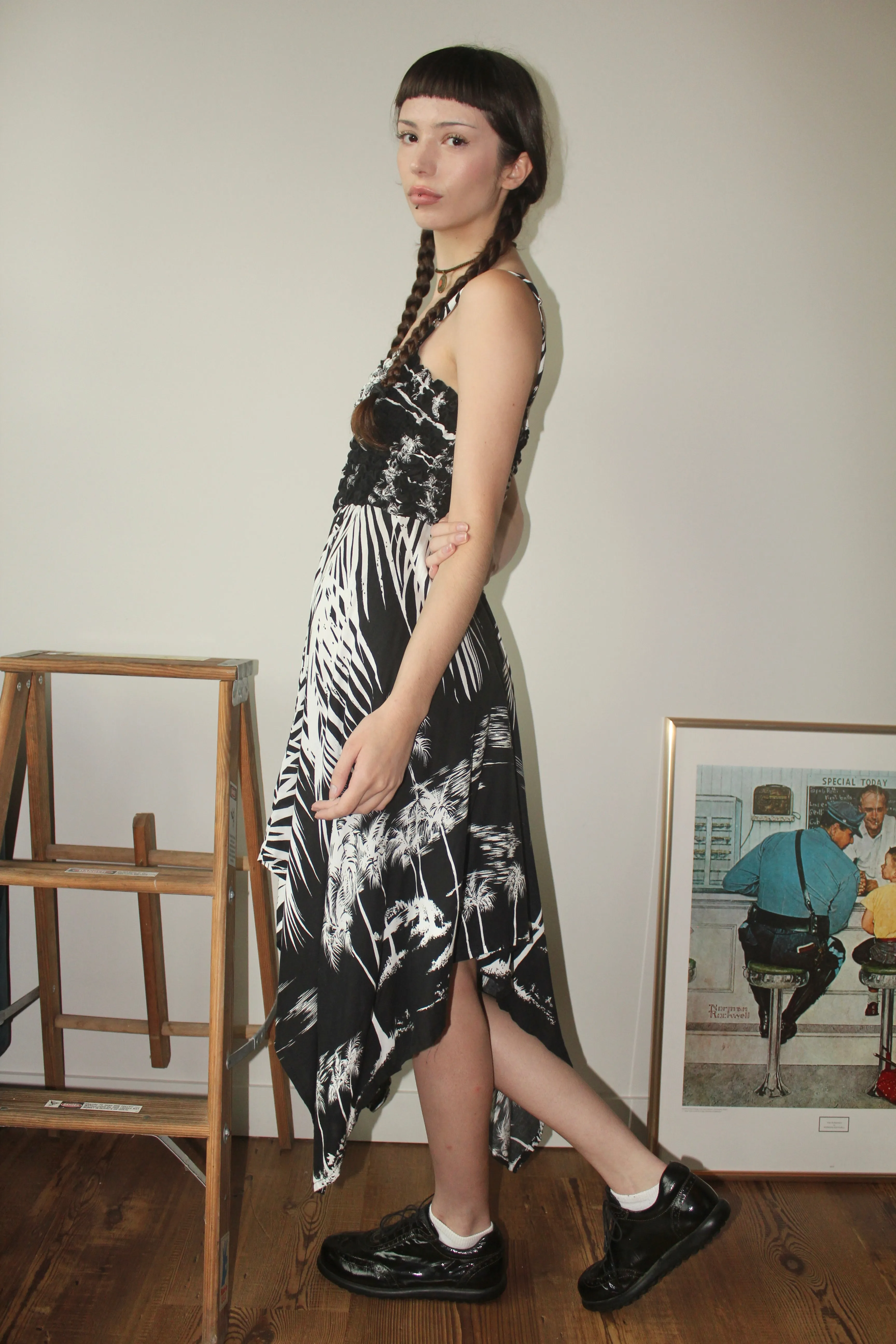 Vintage Boho Beach Midi Dress (S)