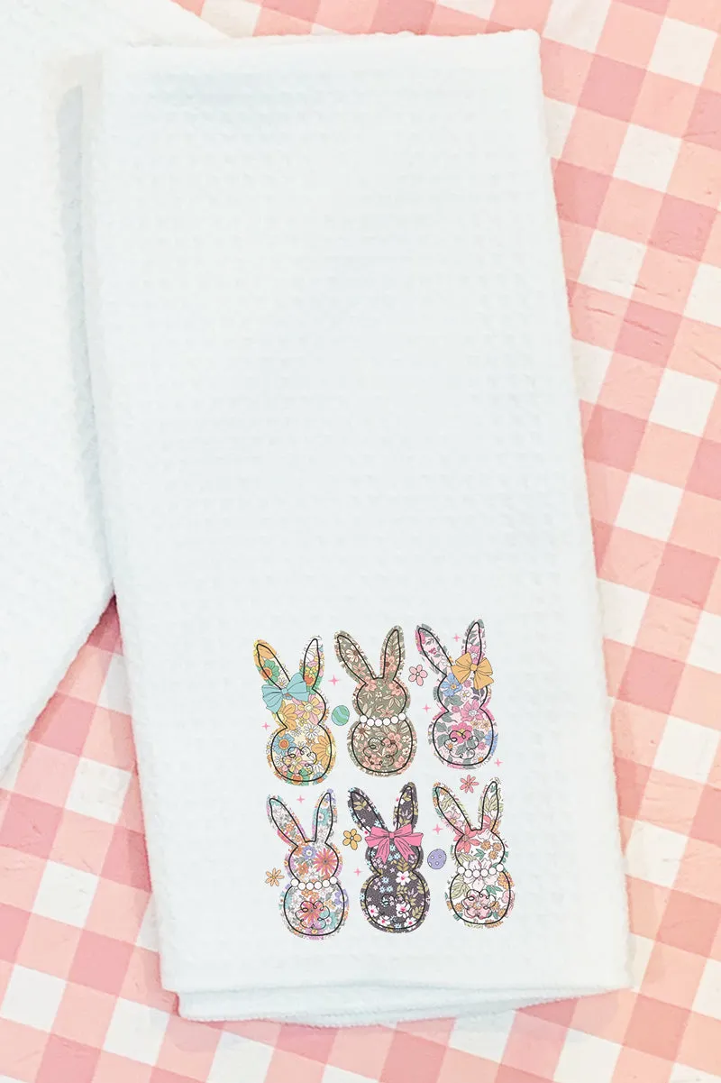 Vintage Bunny Blooms Waffle Kitchen Towel