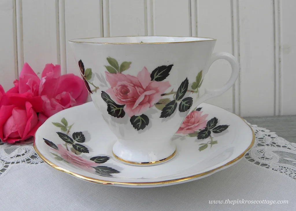Vintage Clarence Pink Rose Teacup and Saucer