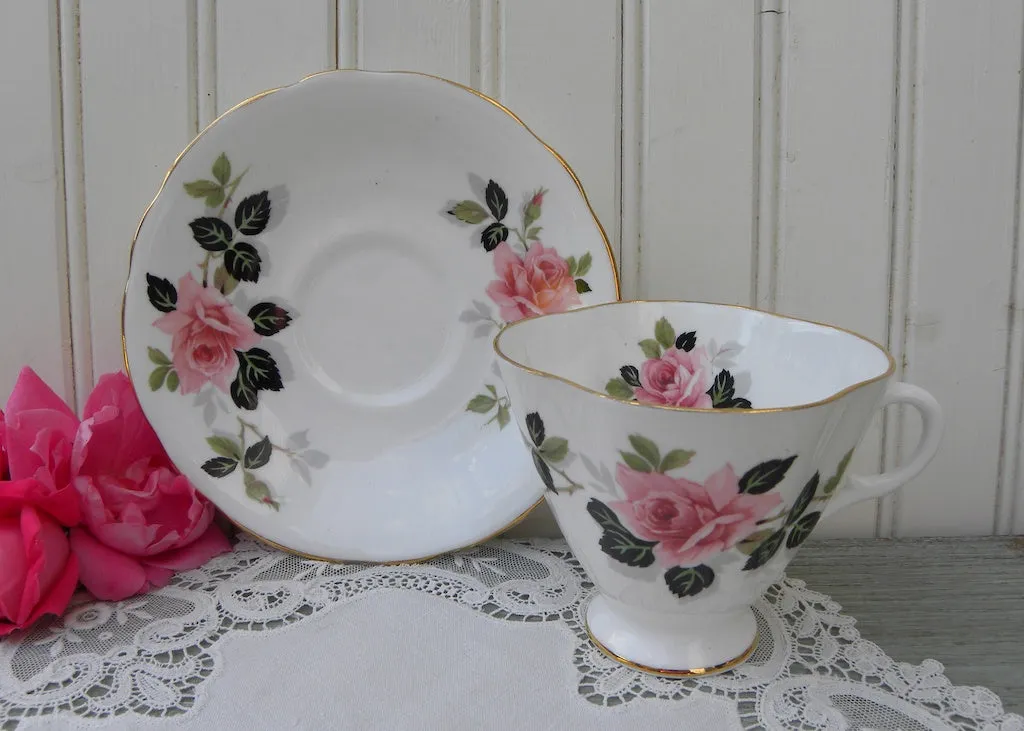 Vintage Clarence Pink Rose Teacup and Saucer