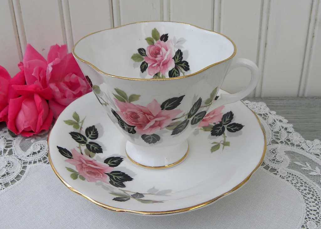Vintage Clarence Pink Rose Teacup and Saucer
