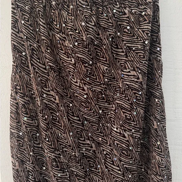 Vintage Coldwater Creek Brown Sequin Midi Skirt