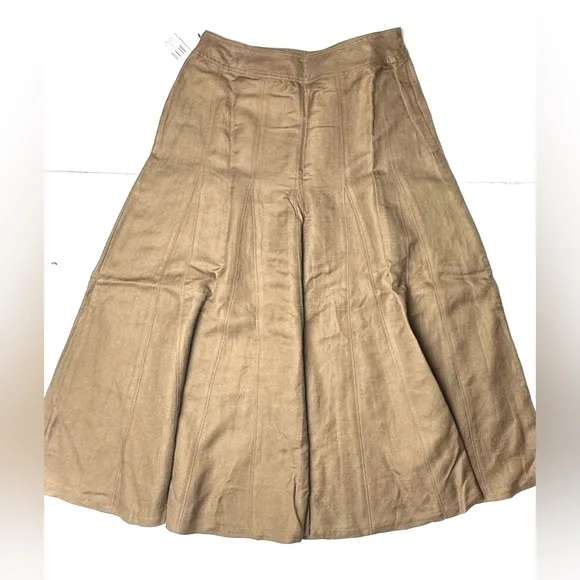 Vintage Concepts Conrad C Womens 6 Midi Maxi Ruffle Skirt Brown Linen Blend Zip