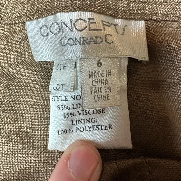 Vintage Concepts Conrad C Womens 6 Midi Maxi Ruffle Skirt Brown Linen Blend Zip