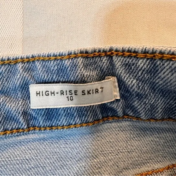 Vintage denim high low rise rise skirt button front size 10 midi stretchy light