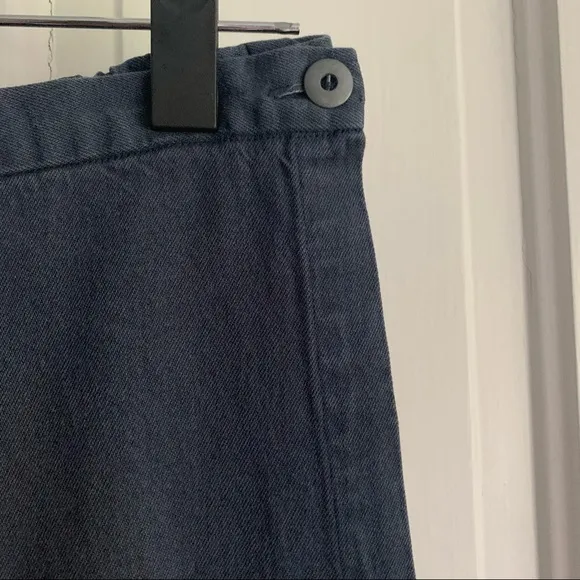 vintage EILEEN FISHER wrap midi skirt slate blue cotton &amp; tencel adjustable Sz S