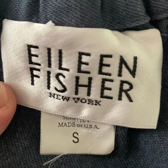 vintage EILEEN FISHER wrap midi skirt slate blue cotton &amp; tencel adjustable Sz S