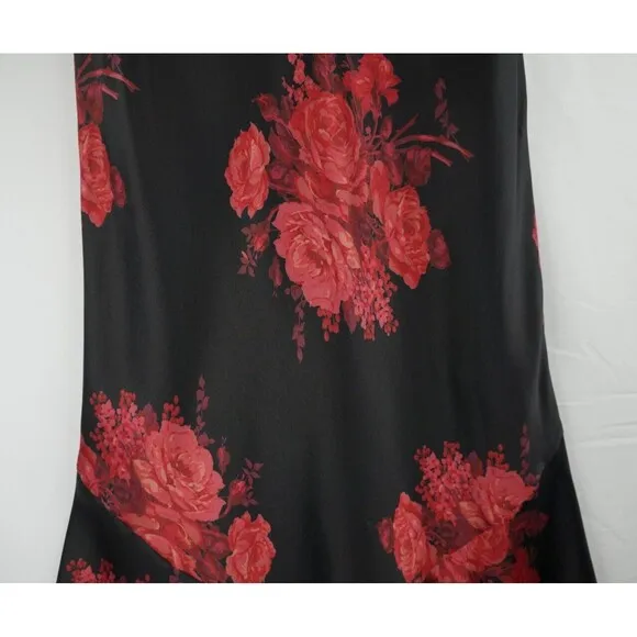 Vintage Express Silk Midi/Maxi Skirt Sz Small Y2K Dark Floral Whimsigoth