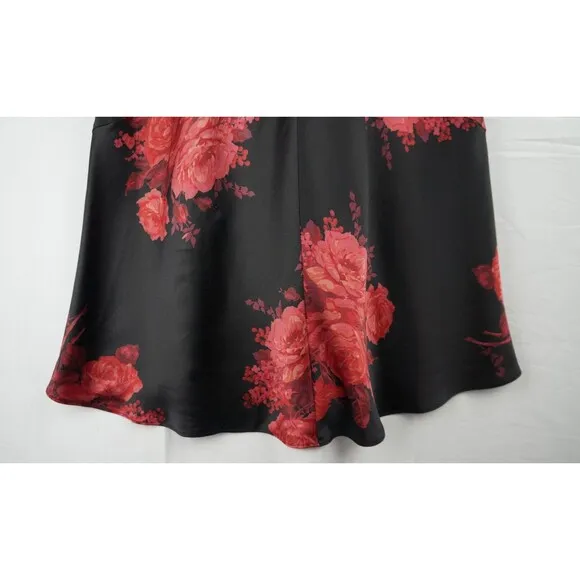 Vintage Express Silk Midi/Maxi Skirt Sz Small Y2K Dark Floral Whimsigoth