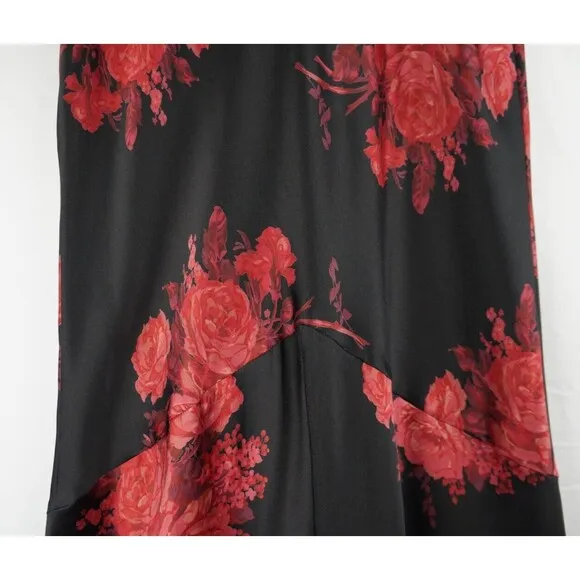 Vintage Express Silk Midi/Maxi Skirt Sz Small Y2K Dark Floral Whimsigoth