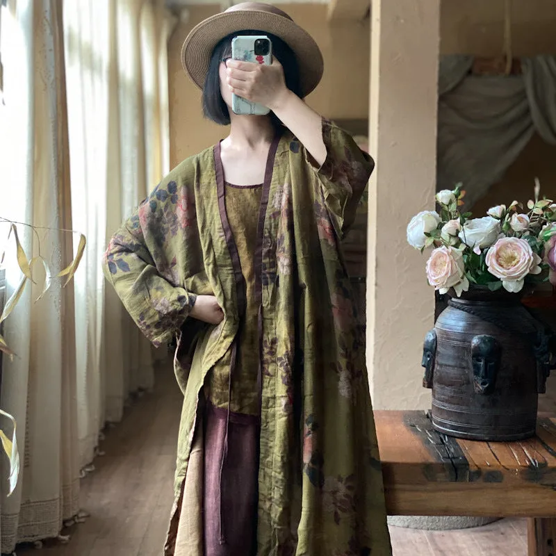 Vintage Floral Midi Boy Ceket