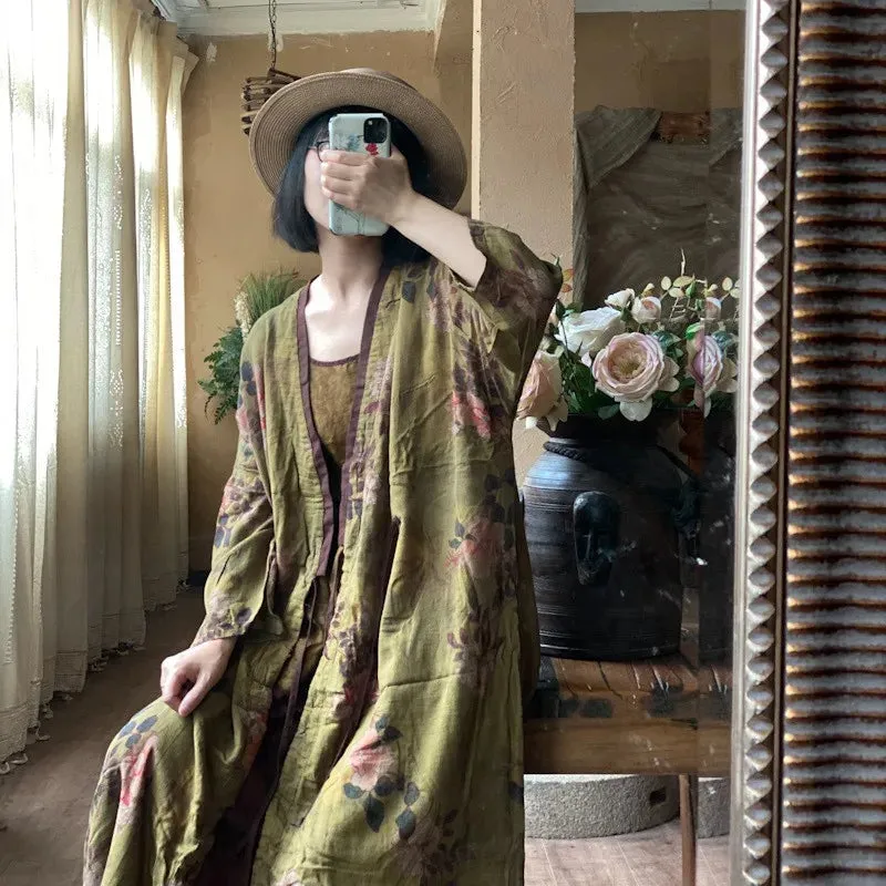 Vintage Floral Midi Boy Ceket