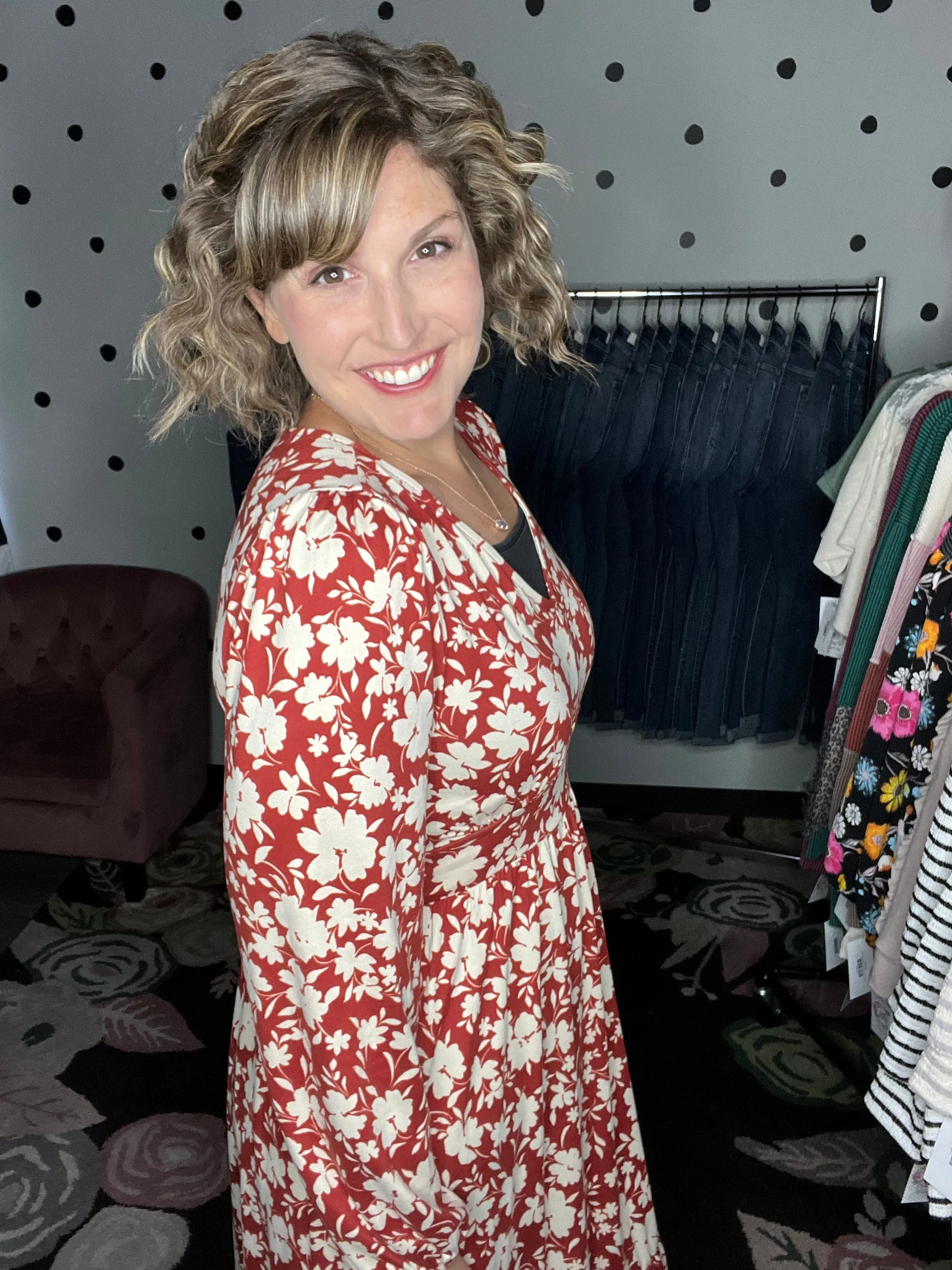 Vintage Floral Midi Dress