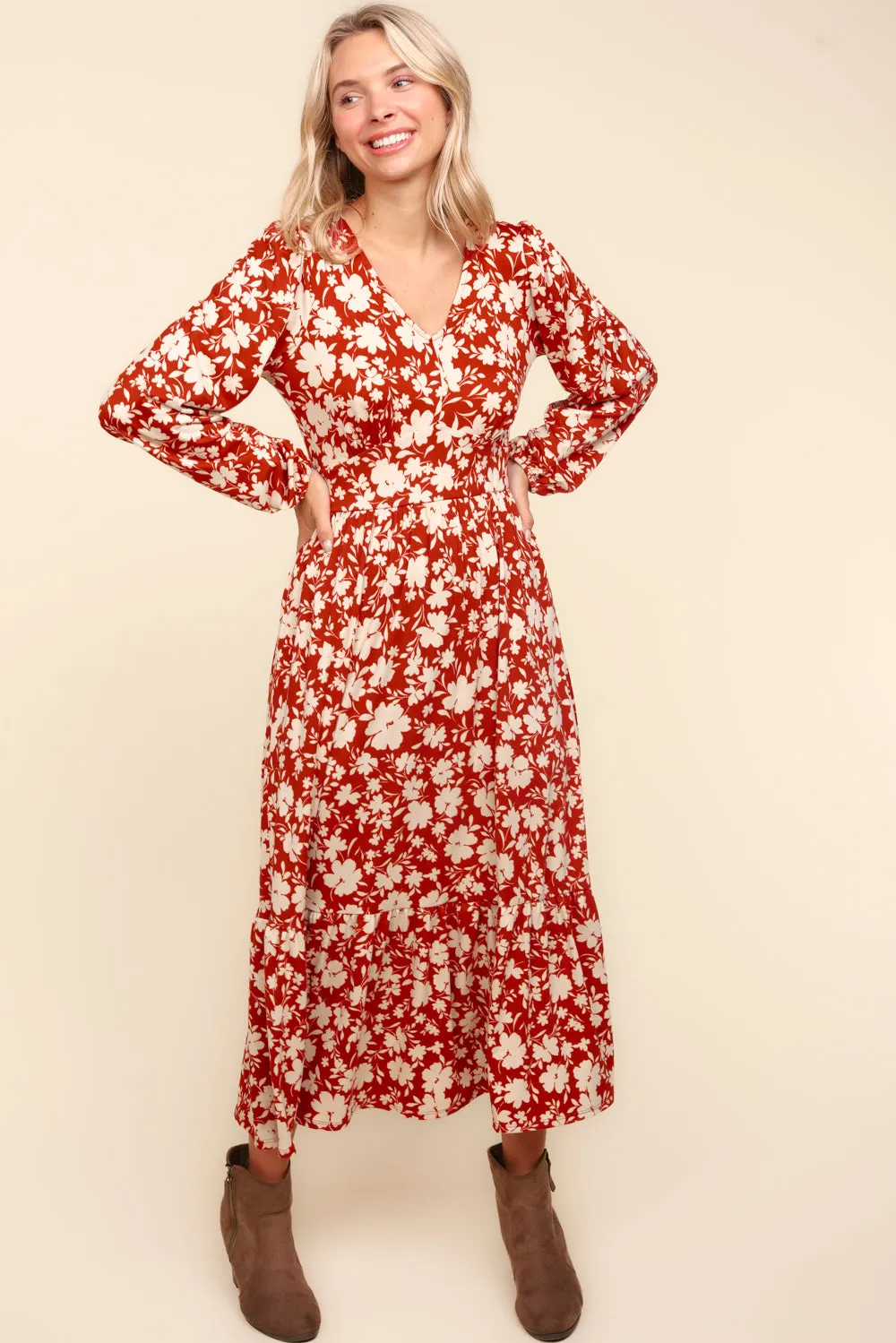 Vintage Floral Midi Dress