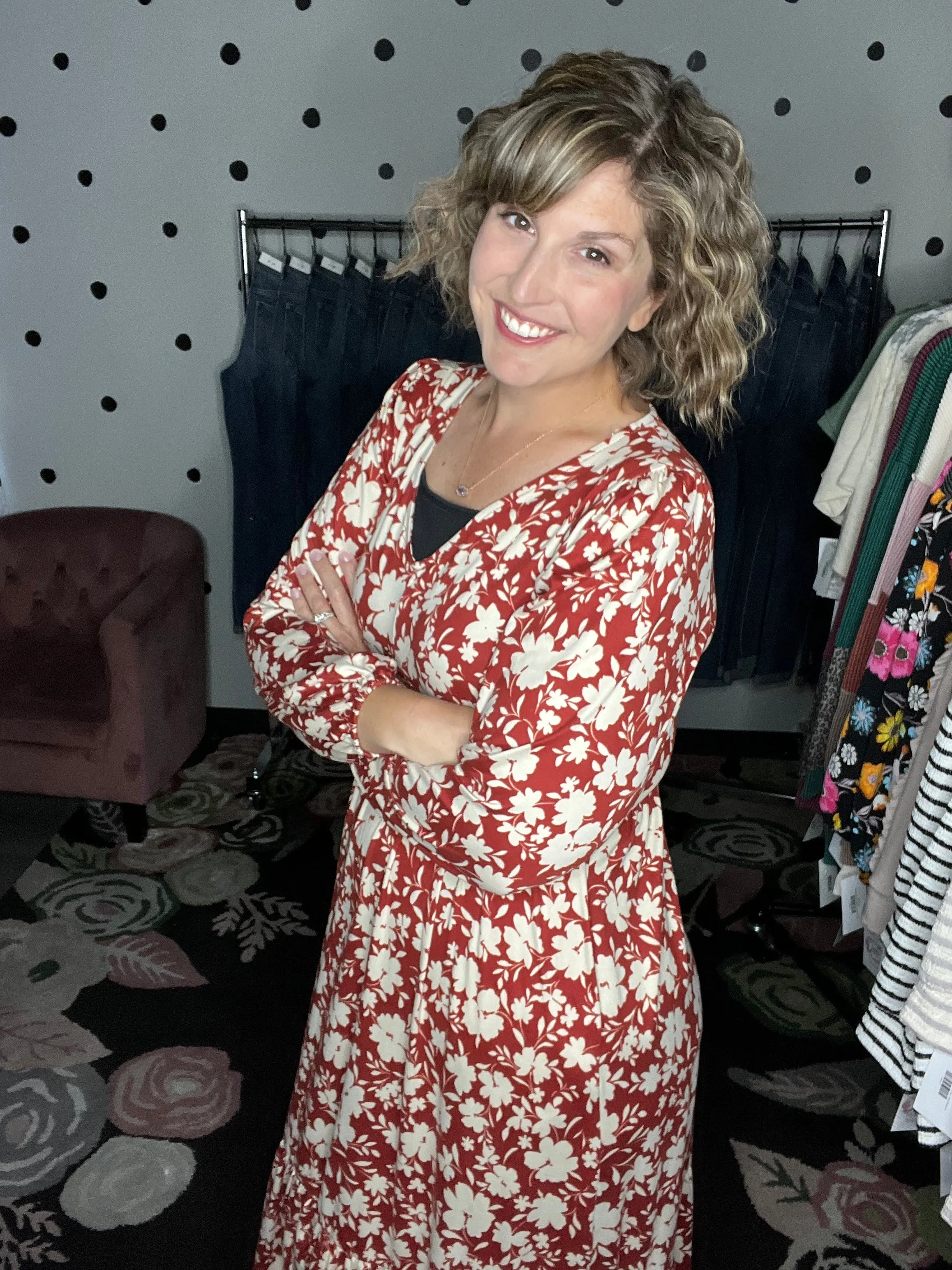 Vintage Floral Midi Dress