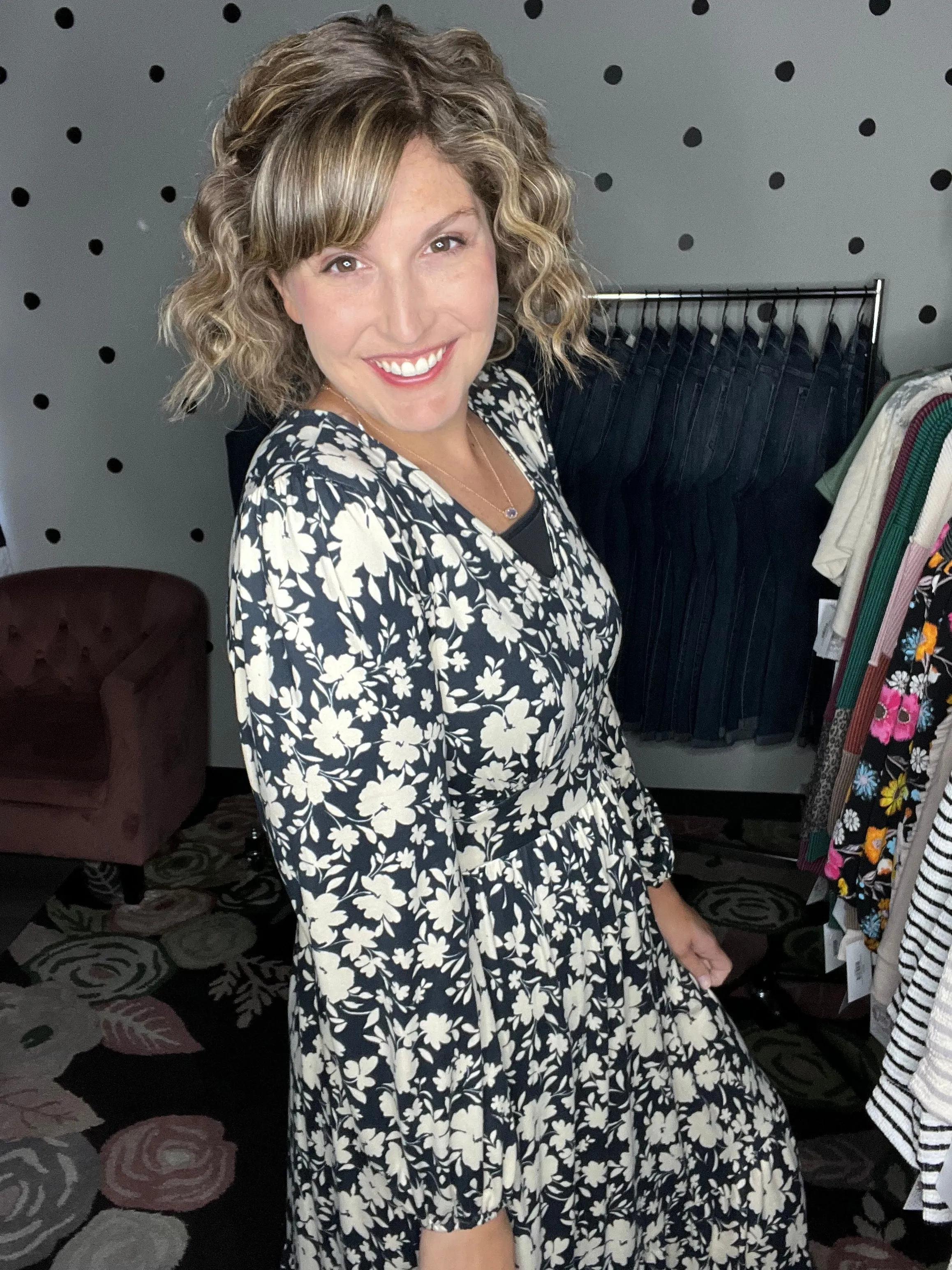 Vintage Floral Midi Dress