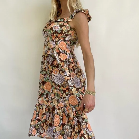 Vintage floral midi dress