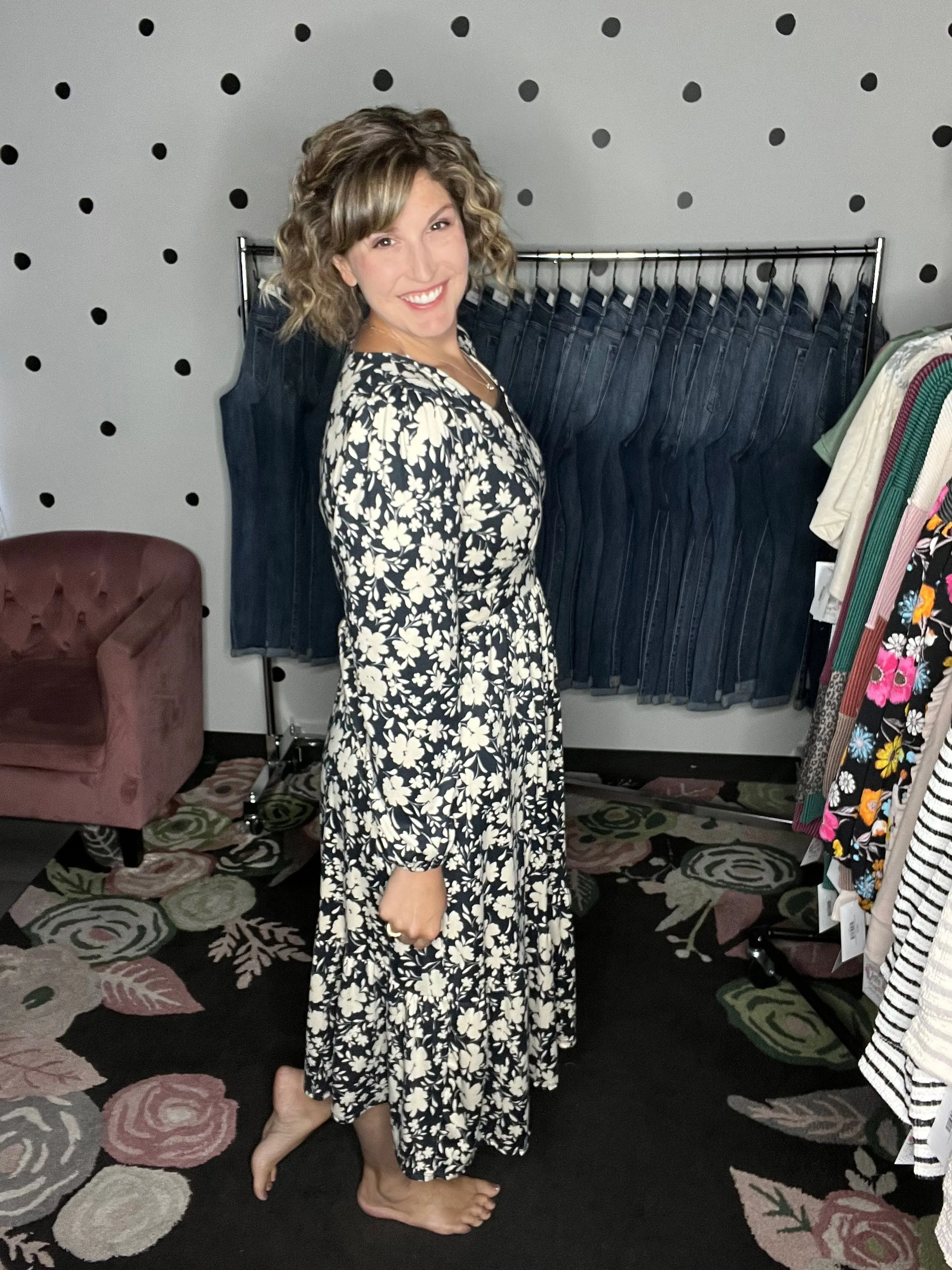 Vintage Floral Midi Dress