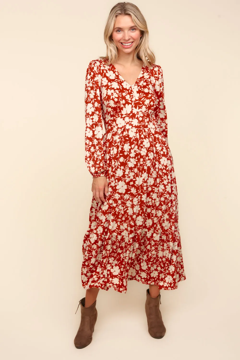 Vintage Floral Midi Dress