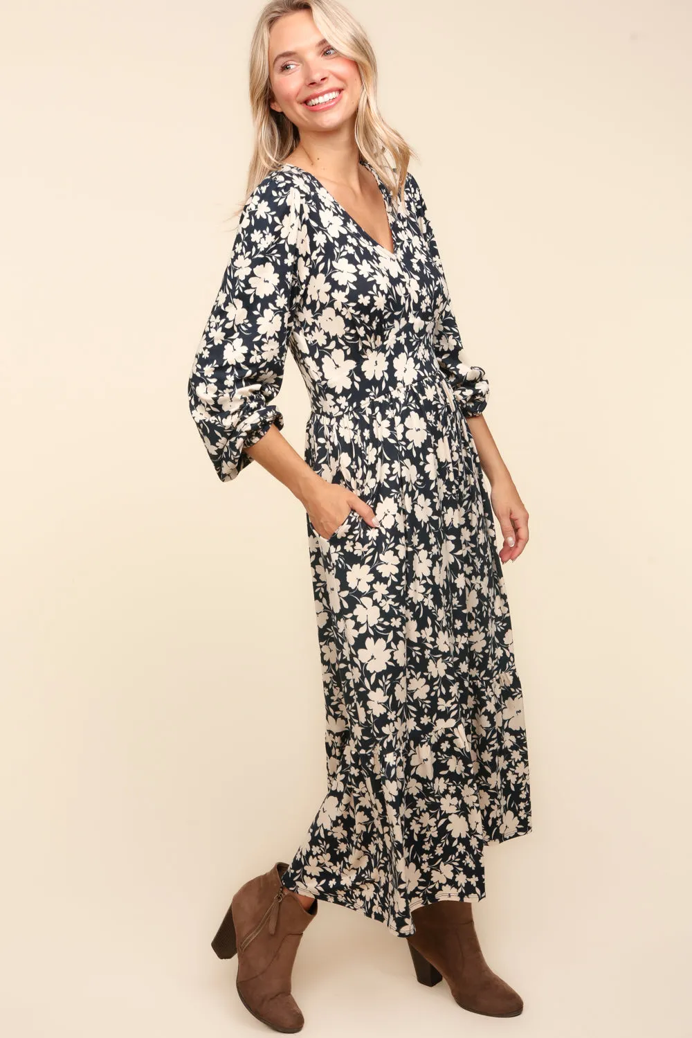 Vintage Floral Midi Dress