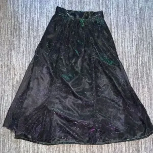 Vintage Girls Size Large A Line Midi Skirt Black Iridescent Spider Web Design