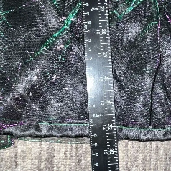 Vintage Girls Size Large A Line Midi Skirt Black Iridescent Spider Web Design