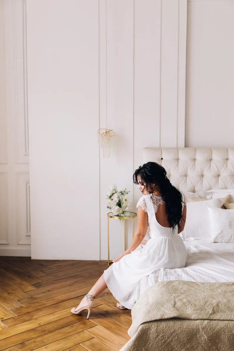 Vintage Informal Tea Length Wedding Dress