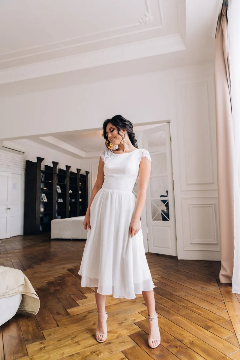 Vintage Informal Tea Length Wedding Dress